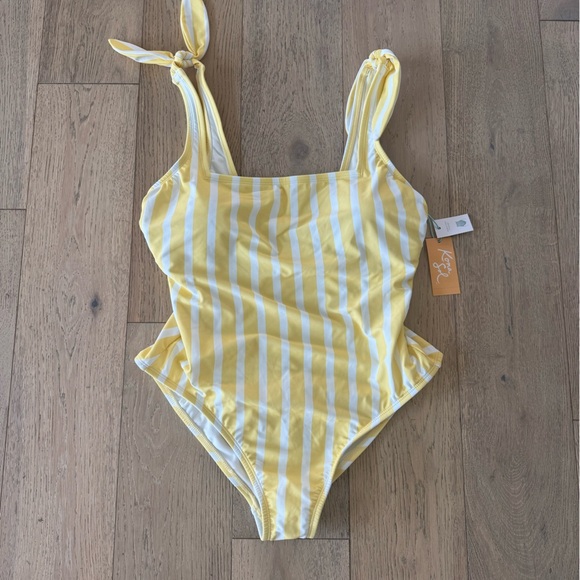 Yellow Striped Kids Swimwear - Picture 1 of 3